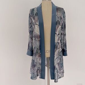 R & M Richards Printed Chiffon Floral Jacket Size 12